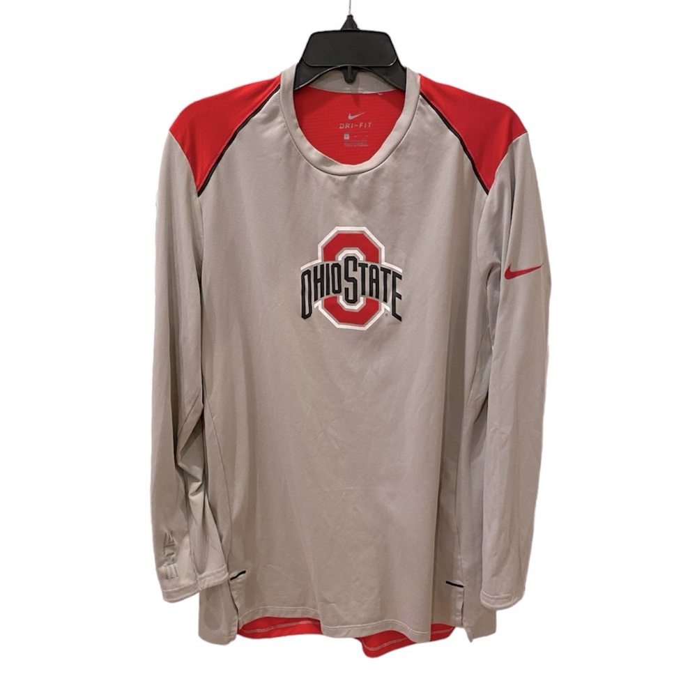 Nike Ohio State Buckeyes Dri Fit Long Sleeve TShirt Athletic M Red Gray Football